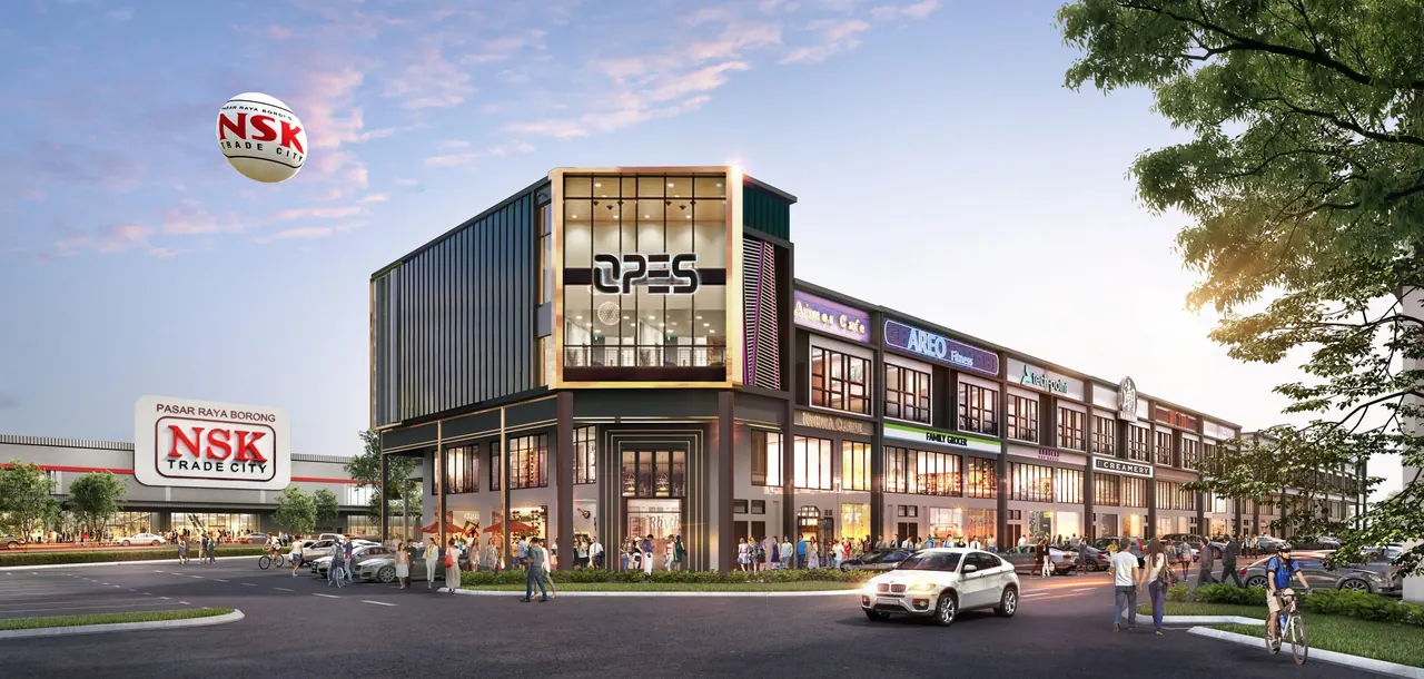 Sentrio Block C and D streetscape with shop offices.